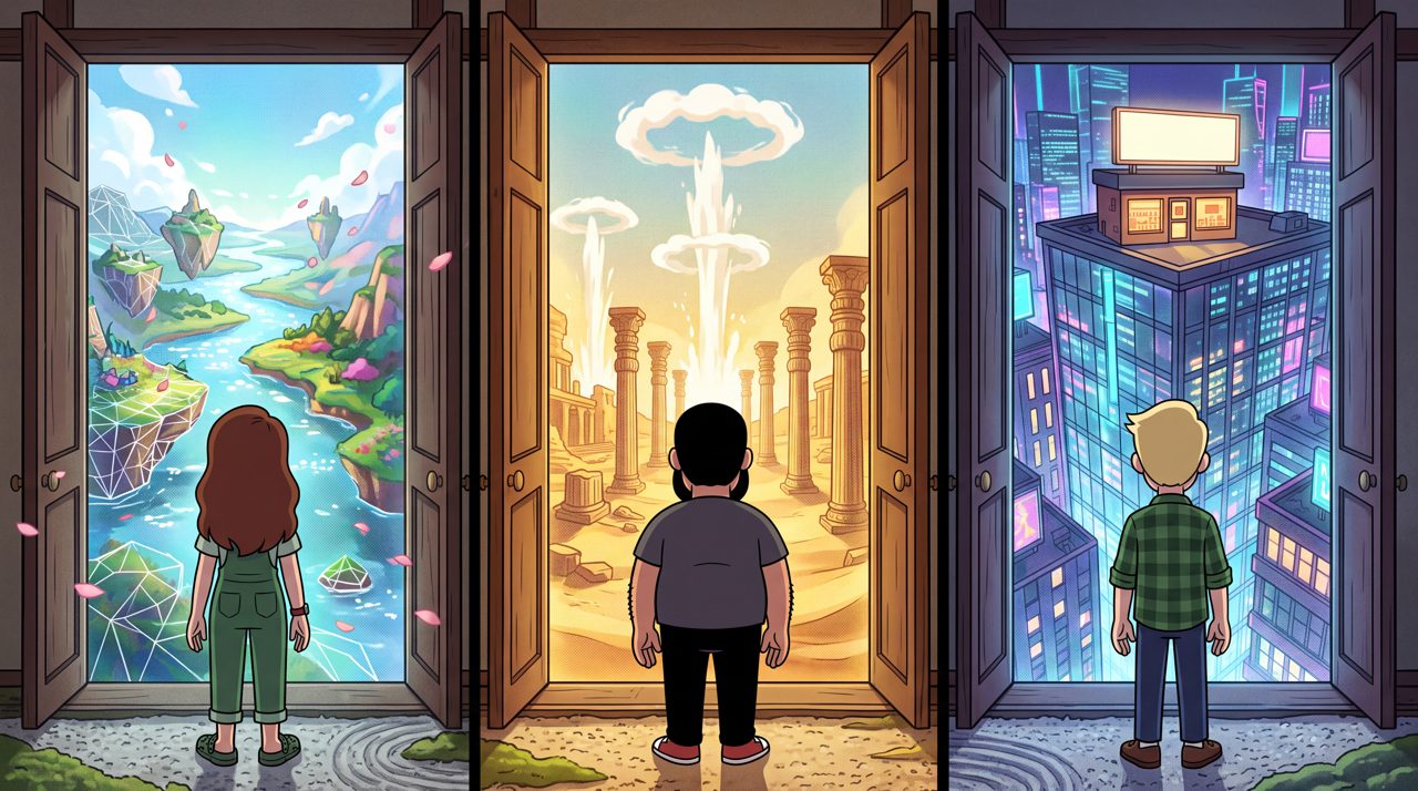 Three doors, three inner worlds